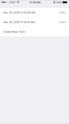 Create Track Screen with previous tracks